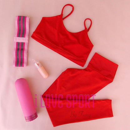 conjunto legging top rojo