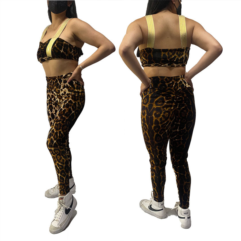 Conjunto leopardo gamuza levanta gluteos